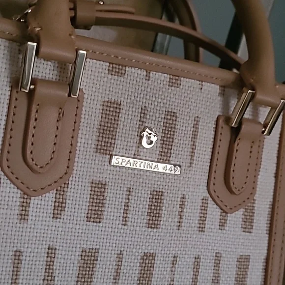 Spartina 449 Beige and Tan Crossbody Satchel - Picture 3 of 10